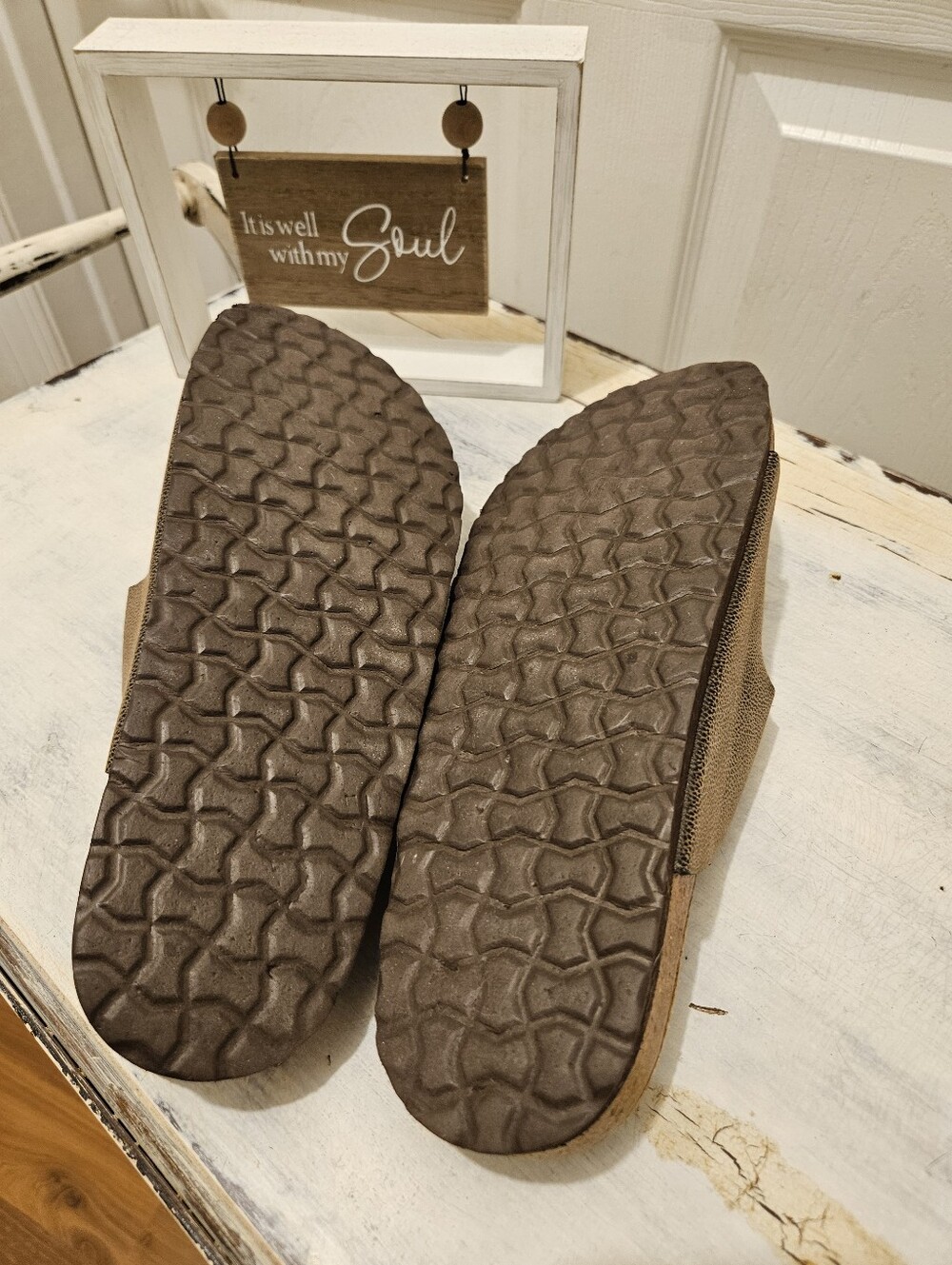 NWOT Genuine Leather Women’s Double-Buckle Suede Slide Sandals - Brown Size 9.5 - Picture 6 of 9